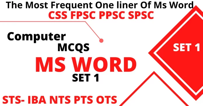 Mcqs Of Ms Word